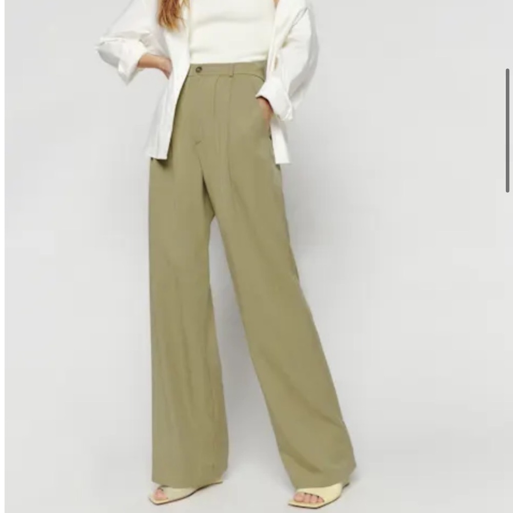 Reformation Petites Mason Pant Olive Oil - Size 10P